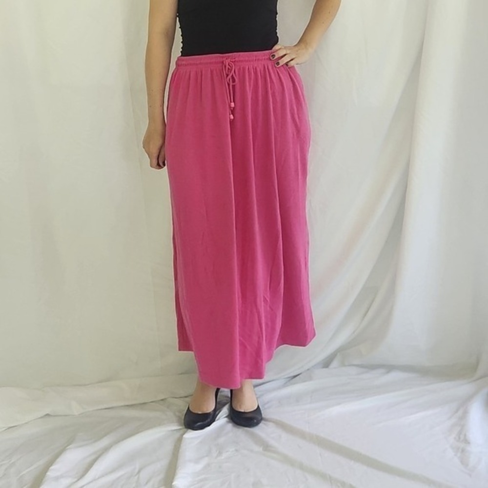 00s Pink Cotton Blend Maxi Skirt